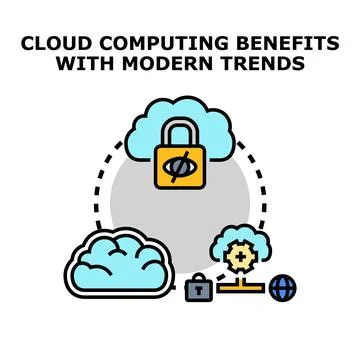 Cloud computing benefits with data security trends 库存插图