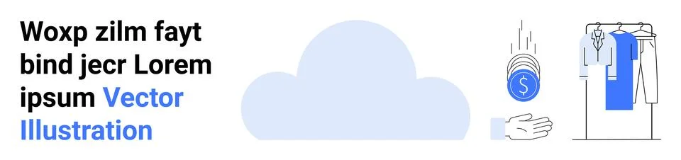 Cloud Computing Benefits for Online Shopping and Financial Savings Stock Illustration