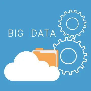 Cloud computing with big data icons 스톡 일러스트