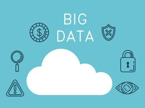 Cloud computing with big data icons イラスト素材