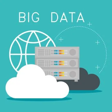Cloud computing with big data icons Stock Illustration