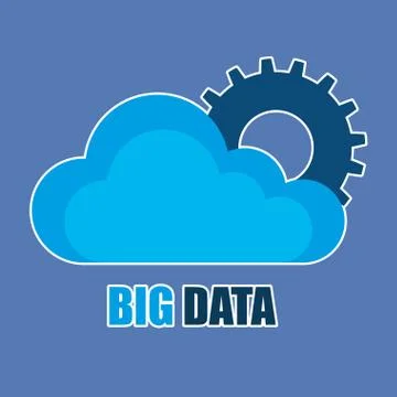 Cloud computing with big data icons 스톡 일러스트