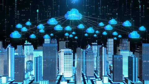 Cloud computing big data Internet smart city technology Cloud Service Center Video stock 156280890
