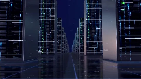 Cloud computing big data server room shuttle background Stock Footage 198984137