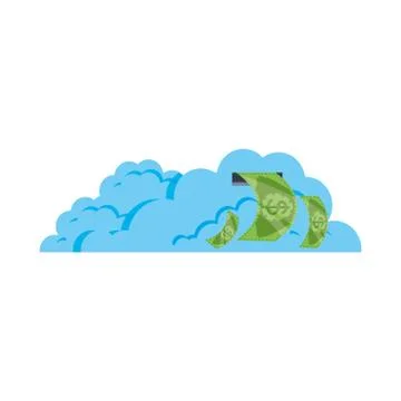 Cloud computing with bills dollar Stock Illustration