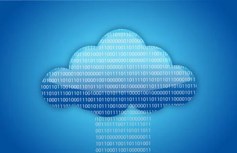 Cloud computing binary blue background Stockillustratie