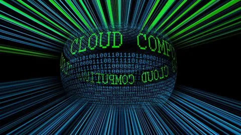 Cloud computing binary data sphere Stock Illustration