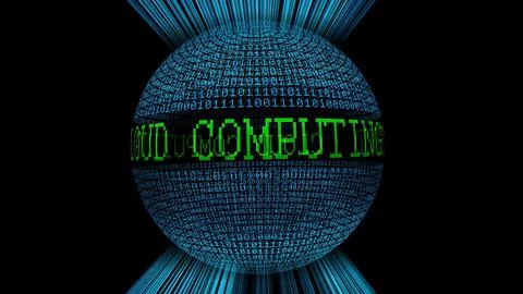 Cloud computing binary data sphere Illustrazione stock