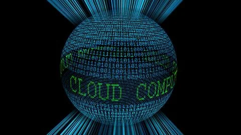 Cloud computing binary data sphere Stock Illustration
