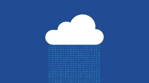 Cloud computing with binary number on the computer screen on monitor matrix b Stockfoto's