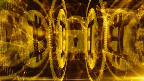 Cloud computing bitcoin blockchain network for information tech in golal marketp Stock Illustration