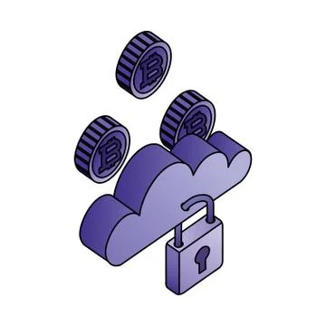 Cloud computing bitcoin security network Stock Illustration