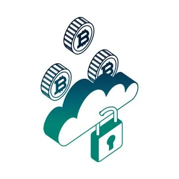 Cloud computing bitcoin security network Illustrazione stock