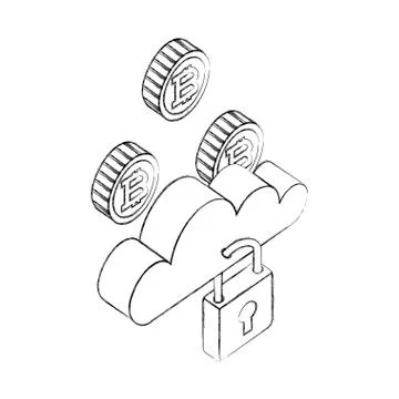 Cloud computing bitcoin security network Stock Illustration