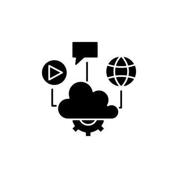Cloud computing black glyph icon イラスト素材
