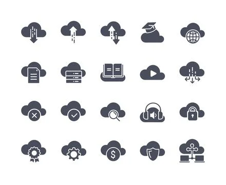 Cloud computing black set Stockillustratie