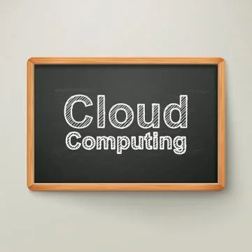 Cloud computing on blackboard in wooden frame イラスト素材