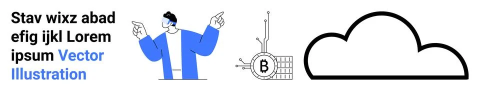 Cloud computing, blockchain, technology innovation, data security, digital sy Stock Illustration