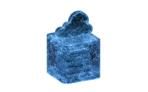 Cloud computing with blue glowing lines structure, 3d rendering. Illustrazione stock