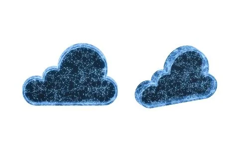 Cloud computing with blue glowing lines structure, 3d rendering. Stock Illustration