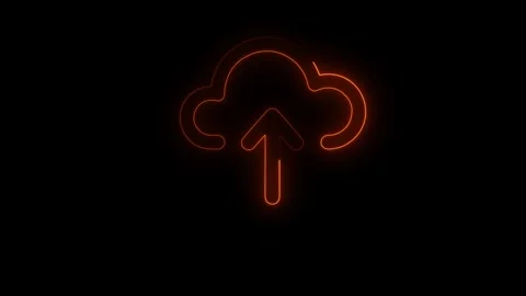 Cloud computing blue glowing neon ui ux icon. Glowing sign logo Stock Footage 291035075