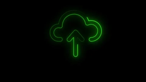 Cloud computing blue glowing neon ui ux icon. Glowing sign logo Stock Footage 291035082