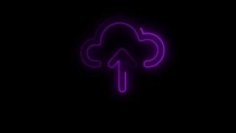 Cloud computing blue glowing neon ui ux icon. Glowing sign logo Stock Footage 291035272