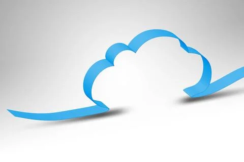 Cloud computing A blue ribbon making a cloud computing background Copyrigh... Foto stock
