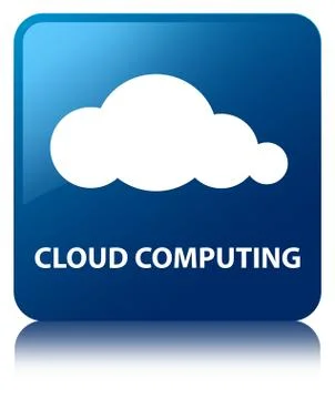 Cloud computing blue square button Stock Illustration