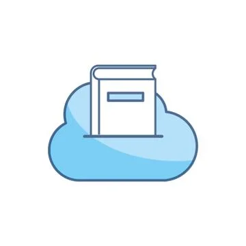 Cloud computing book school education learning line and fill Illustrazione stock