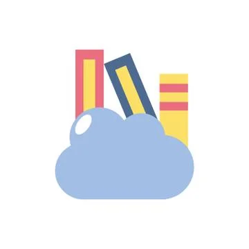 Cloud computing books school education learning flat style 스톡 일러스트
