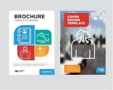 Cloud computing brochure flyer design template Stock Illustration