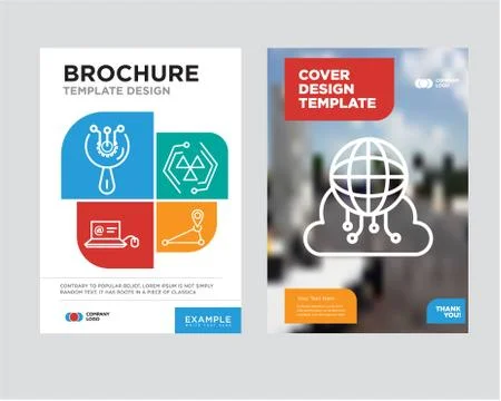 Cloud computing brochure flyer design template 스톡 일러스트