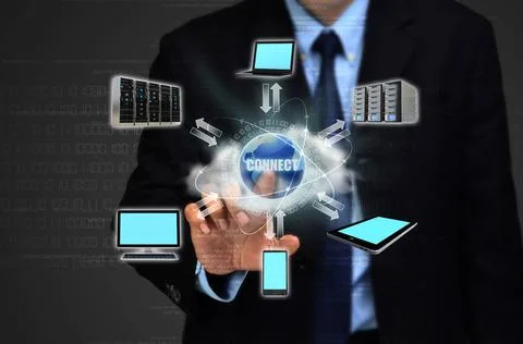 Cloud Computing for Business A concept of a businessman entering the powe... Fotos Stock