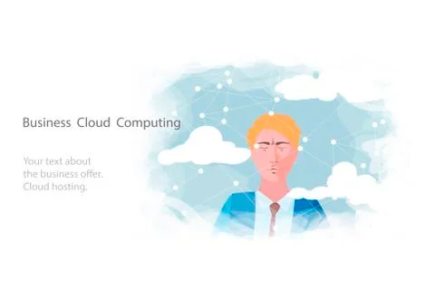 Cloud computing for business, concept. Layout with space for text Illustrazione stock