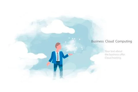 Cloud computing for business, concept. Layout with space for text Stock Illustration