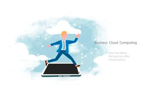 Cloud computing for business, concept. Layout with space for text Stock Illustration