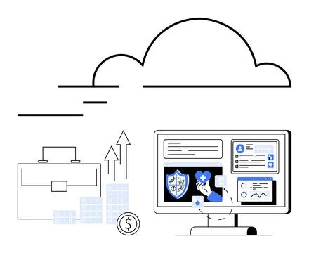 Cloud Computing in Business with Data Analytics and Financial Growth Stock Illustration