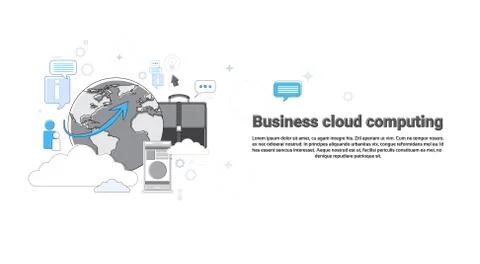Cloud Computing Business Database Storage Services Web Technology Banner Stock Illustration