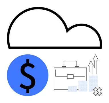Cloud Computing for Business Growth with Financial Success Elements Иллюстрация