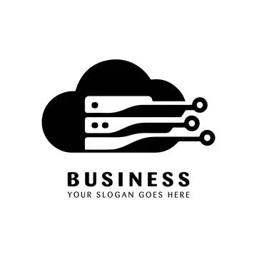 Cloud Computing Business Logo Design with Network Connection Lines Stock Illustration