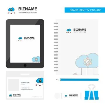 Cloud computing  Business Logo, Tab App, Diary PVC Employee Card and USB Bran 스톡 일러스트