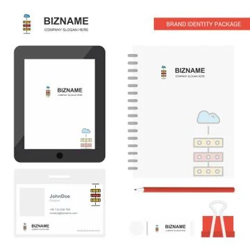 Cloud computing  Business Logo, Tab App, Diary PVC Employee Card and USB Bran Stock Illustration