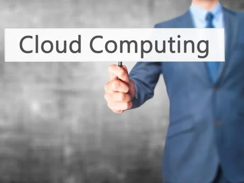 Cloud Computing - Business man showing sign Foto stock