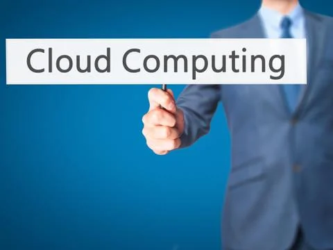 Cloud Computing - Business man showing sign Foto stock