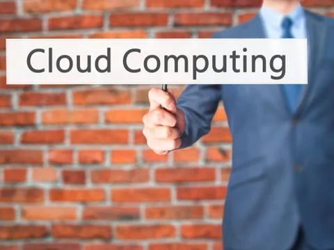 Cloud Computing - Business man showing sign Foto stock