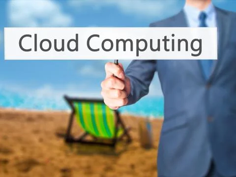 Cloud Computing - Business man showing sign Foto stock