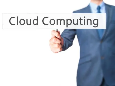 Cloud Computing - Business man showing sign Stock Photos