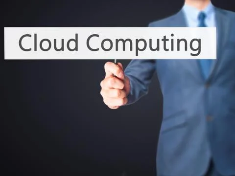 Cloud Computing - Business man showing sign Stockfoto's