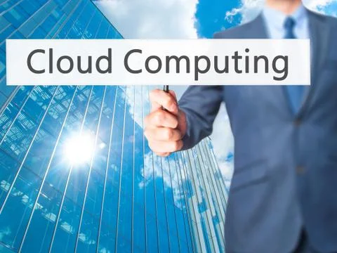 Cloud Computing - Business man showing sign Stock Photos